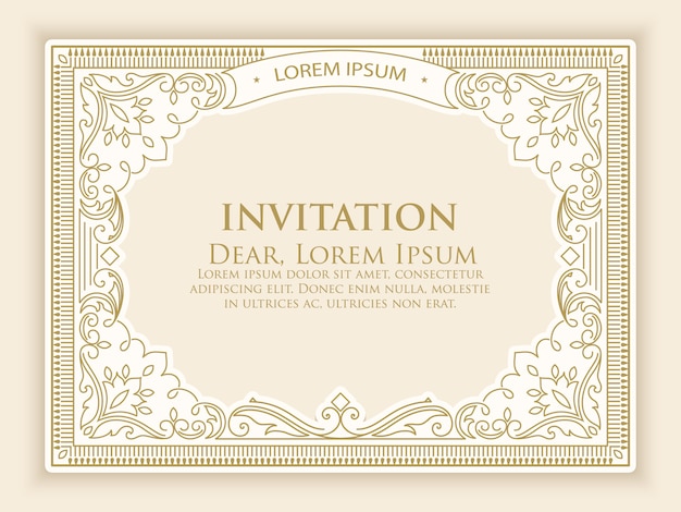 Free vector invitation template with elegant vintage decoration