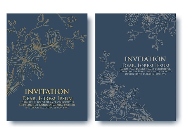 Invitation template with floral elements