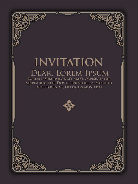 invitation template with vintage ornamental frame