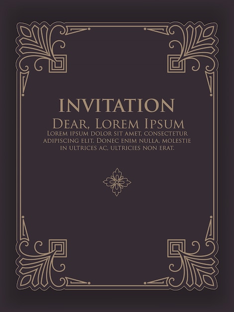 Free vector invitation template with vintage ornamental frame