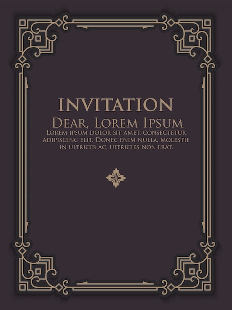 Free vector invitation template with vintage ornamental frame