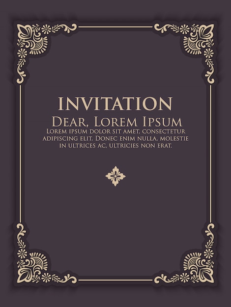invitation template with vintage ornamental frame