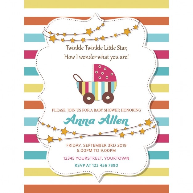 Invitation with full color lines for baby shower