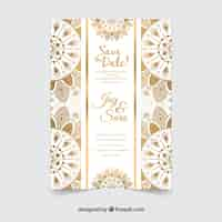 Free vector invitation with mandala in golden style