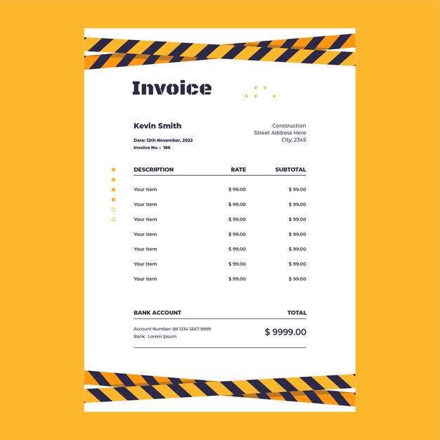 invoice template for construction domain