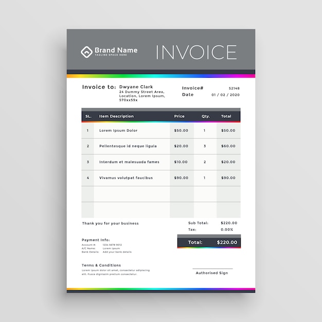 invoice template vector design for your business