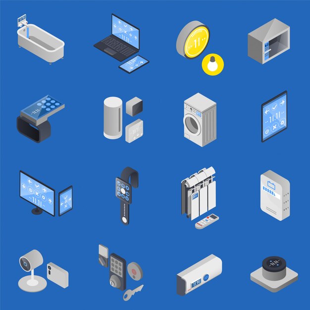 IOT Internet Of Things Isometric Icon Set