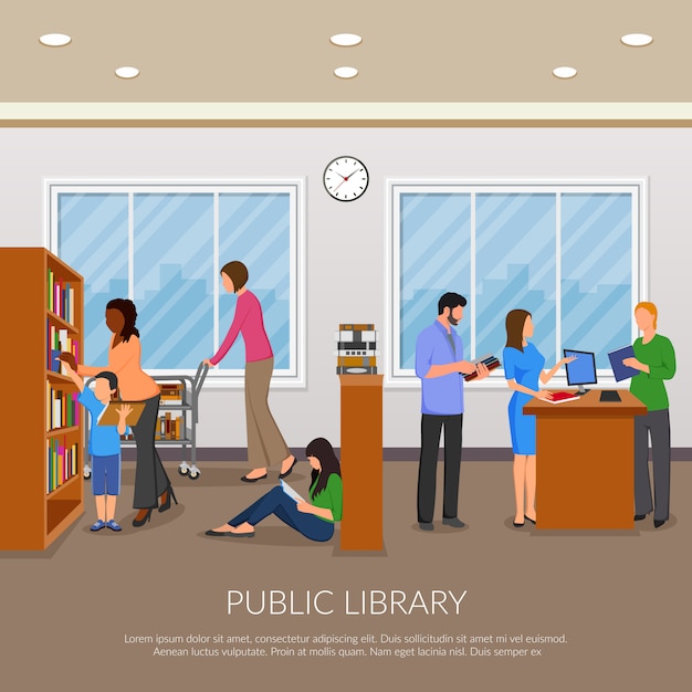 Vettore gratuito llustration della biblioteca pubblica