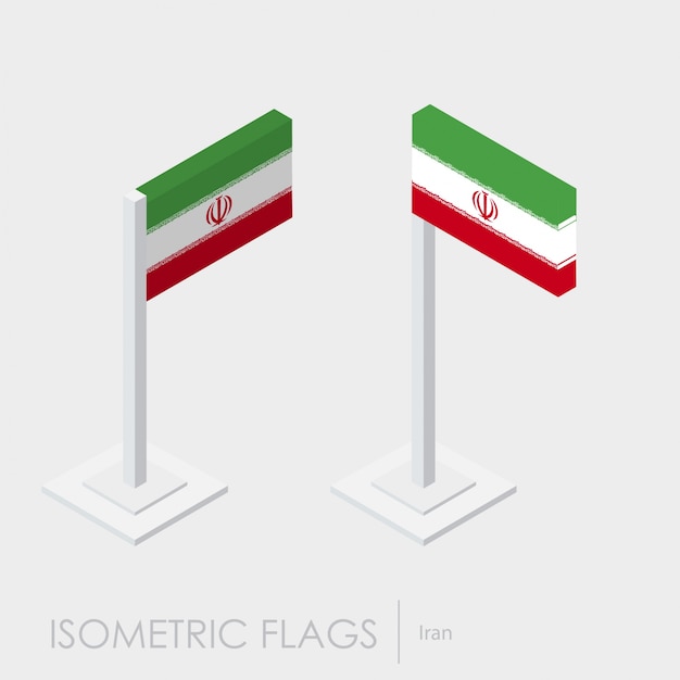 Vettore gratuito bandiera dell'iran 3d isometrico stile