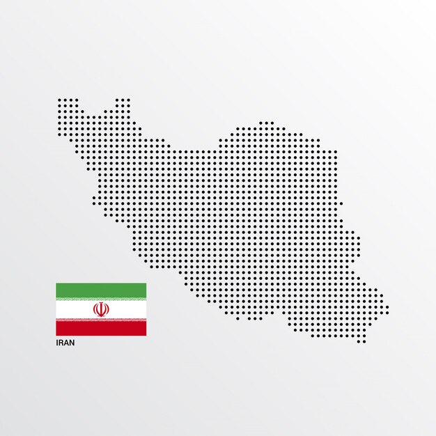 Иран Дизайн карты с флагом и световым фоном