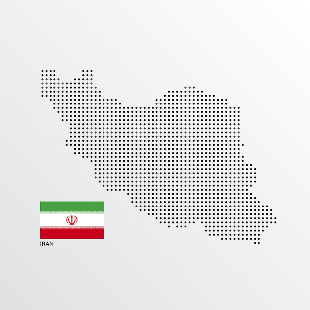Иран Дизайн карты с флагом и световым фоном