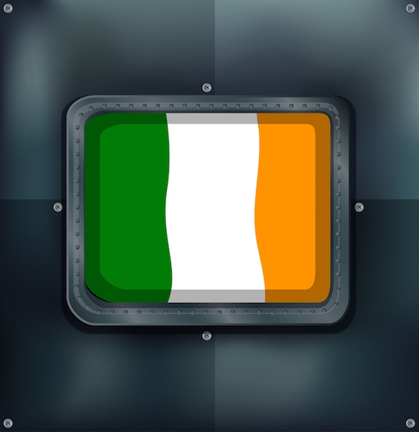 Ireland flag on square badge