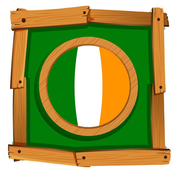 Ireland flag on square frame