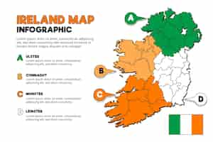 無料ベクター アイルランドの地図のインフォグラフィック