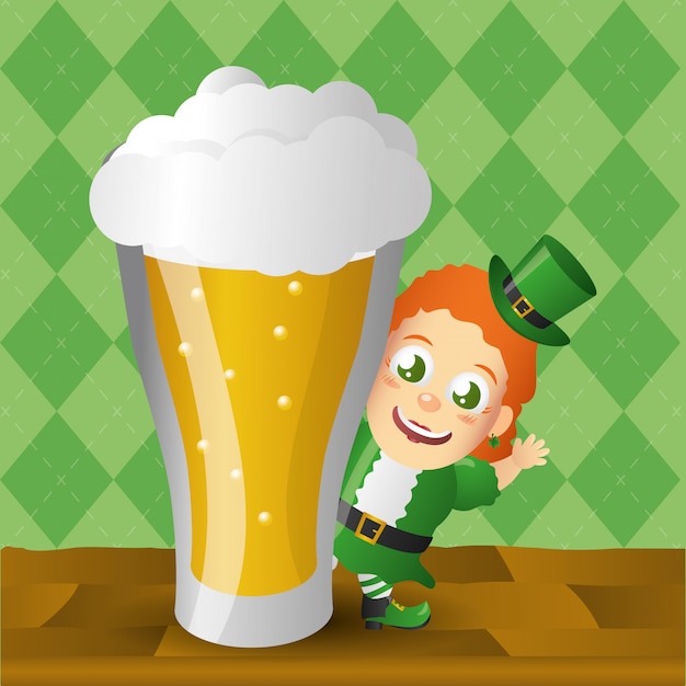 Irish leprechaun with giant beer, st patricks day