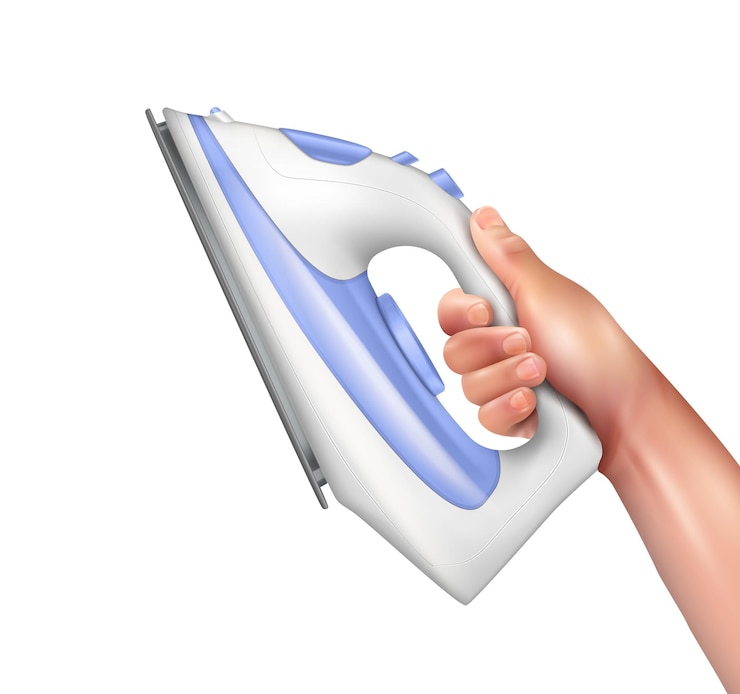 Free Vector iron in hand realistic illustration