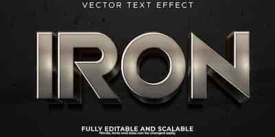 Free vector iron text effect editable metallic and shiny text style