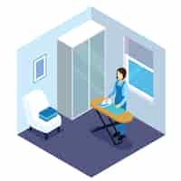 Free vector ironing of clothes isometric composition