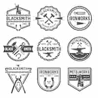 Free vector ironworks black emblems