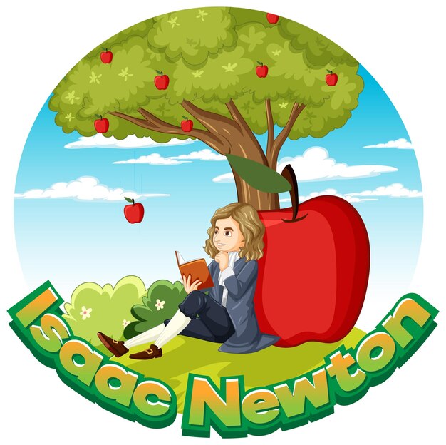 Isaac Newton sitting under apple tree