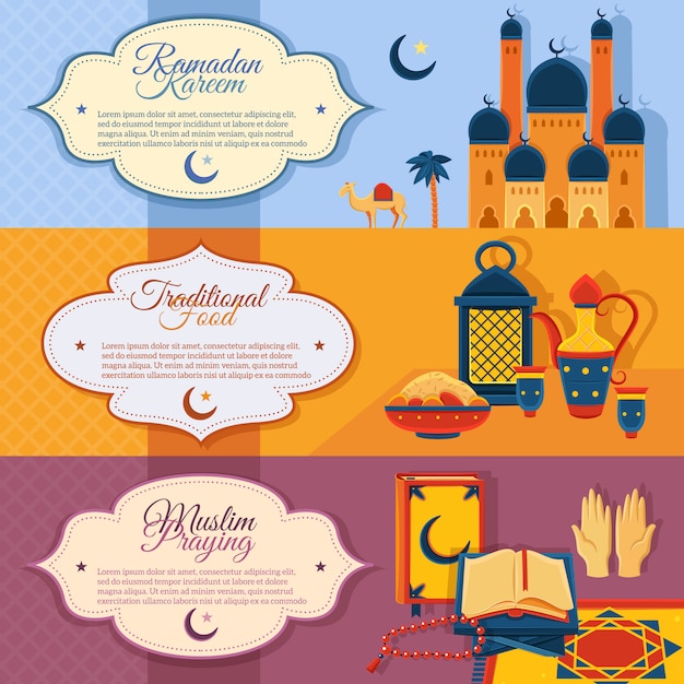 Free vector islam banners set