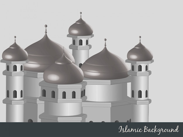 Free vector islamic background with mosque illustration