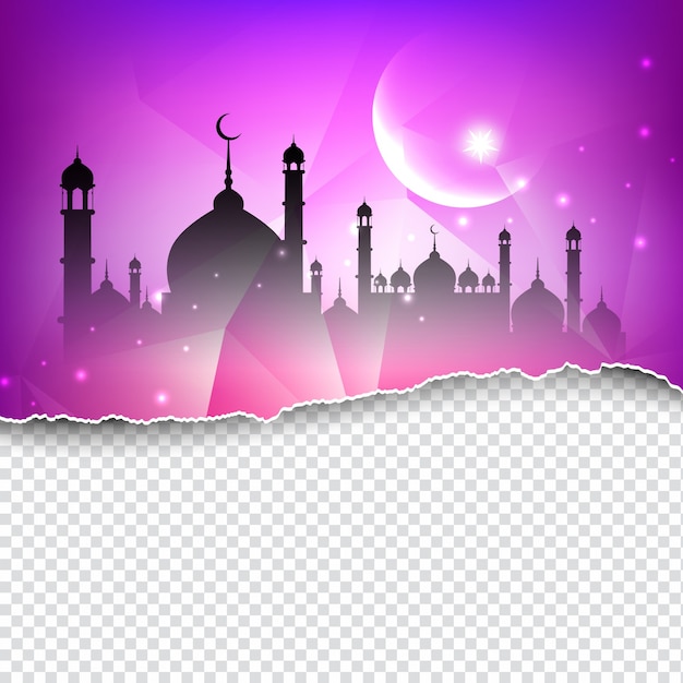 Islamic background with torn paper mosque