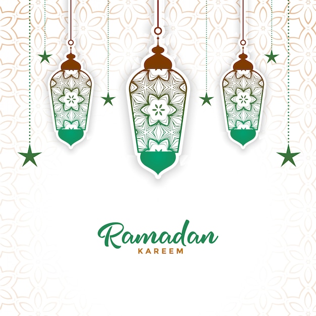 Vettore gratuito lampada decorativa islamica ramadan kareem sfondo