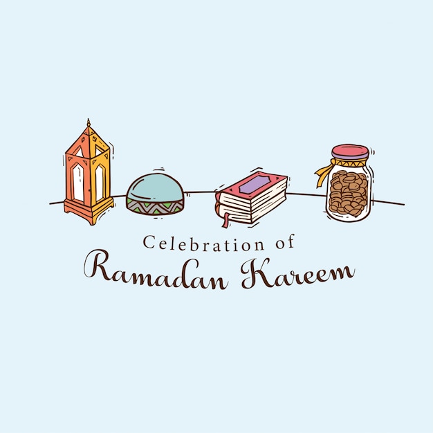 Исламский doodle art баннер для рамадан карим Premium векторы