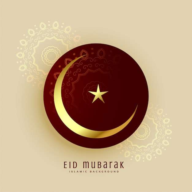 islamic eid mubarak moon and star design