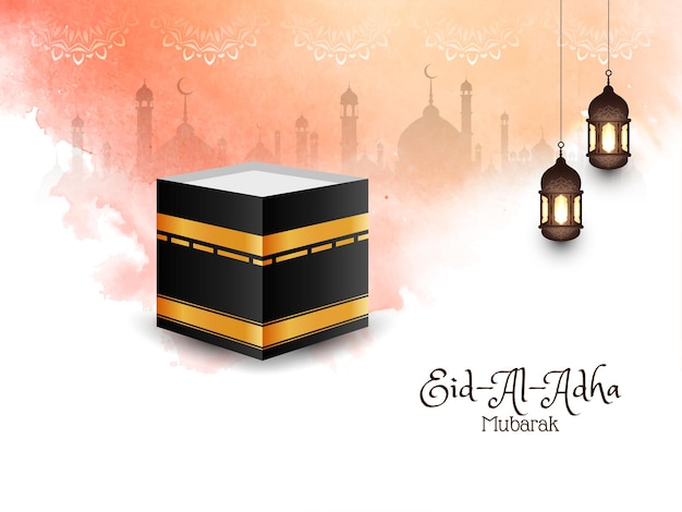 Free vector islamic festival eid-al-adha mubarak greeting card