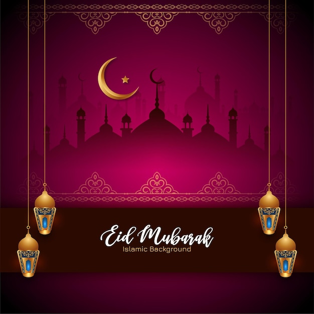 Free vector islamic festival eid mubarak greeting stylish background design vector