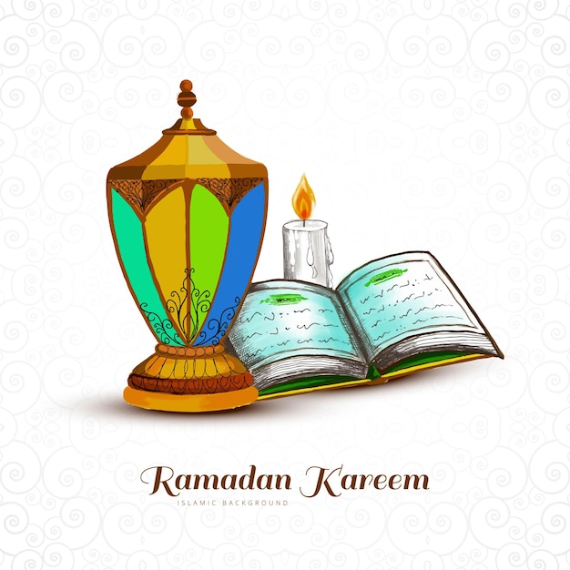 Vettore gratuito saluti islamici sfondo di celebrazione della carta ramadan kareem