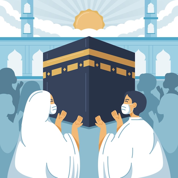 Free vector islamic hajj pilgrimage illustration