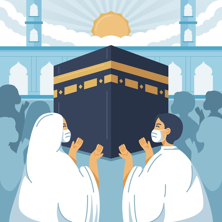 Free Vector islamic hajj pilgrimage illustration