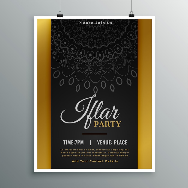 Free vector islamic iftar party invitatin flyer design