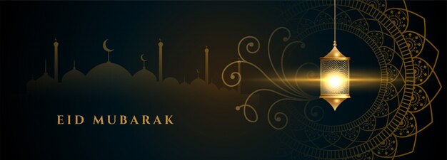 Islamic lamp banner for eid festival design