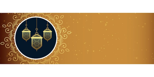 Vettore gratuito design di banner decorativi lampade islamiche