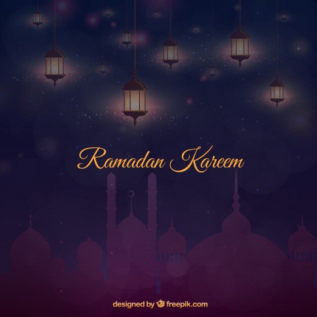 Free vector islamic lamps at night