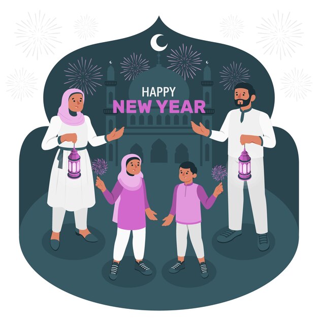 Islamic new year concept illustration