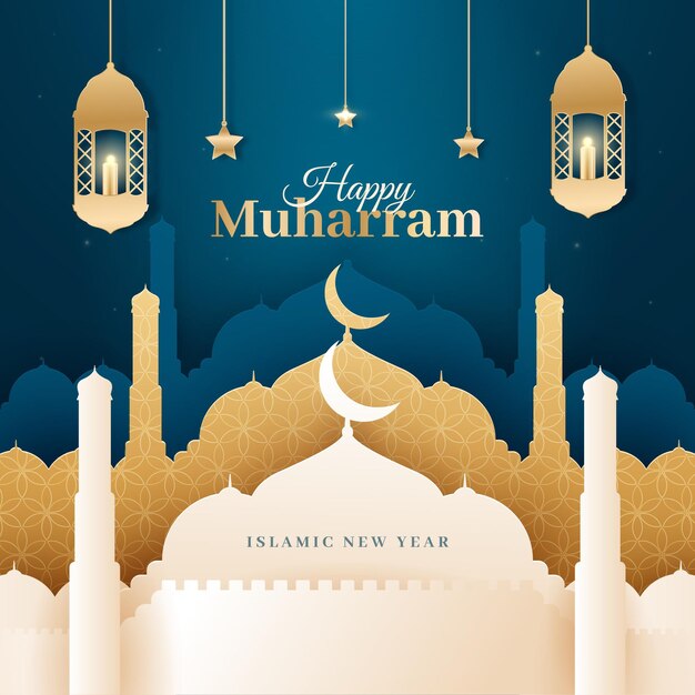 Исламский новый год в бумажном стиле