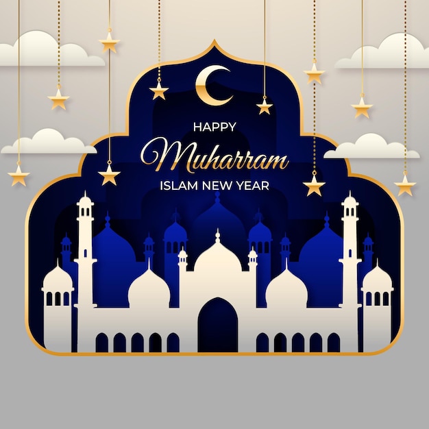 Free vector islamic new year in paper style