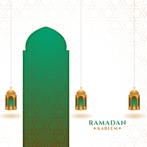 Islamic ramadan kareem festival card  with lanterns