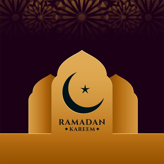 Islamic ramadan kareem greeting card in golden style background