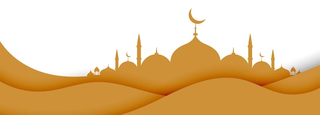 Free vector islamic with mosque in paper style design