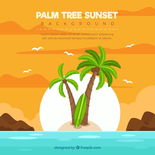 Free vector island background with palm trees