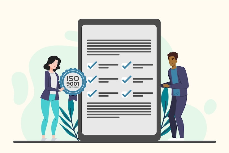 Free Vector iso 9001 certification with leaves