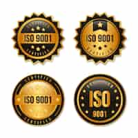 Vettore gratuito collezione di badge di certificazione iso