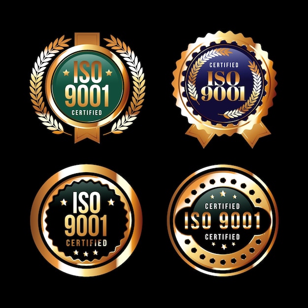 Бесплатное векторное изображение Коллекция значков сертификации iso