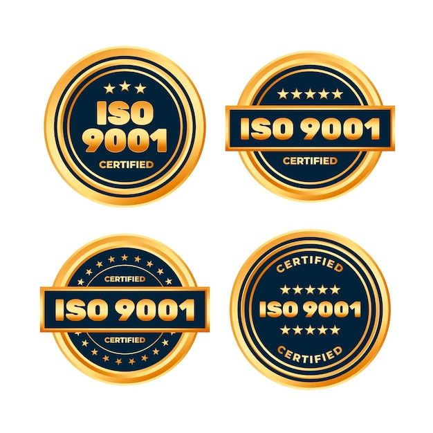 Бесплатное векторное изображение Коллекция значков сертификации iso